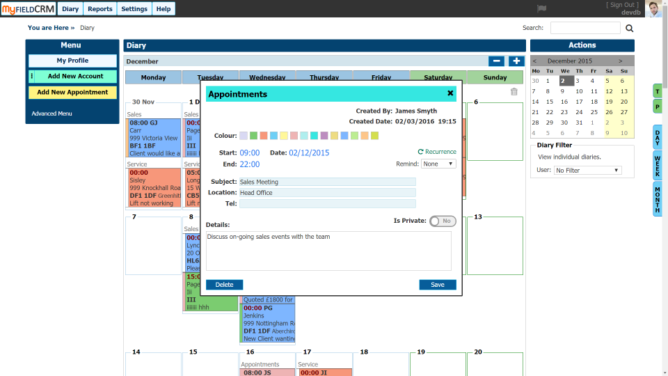screenshot of Workforce Manager